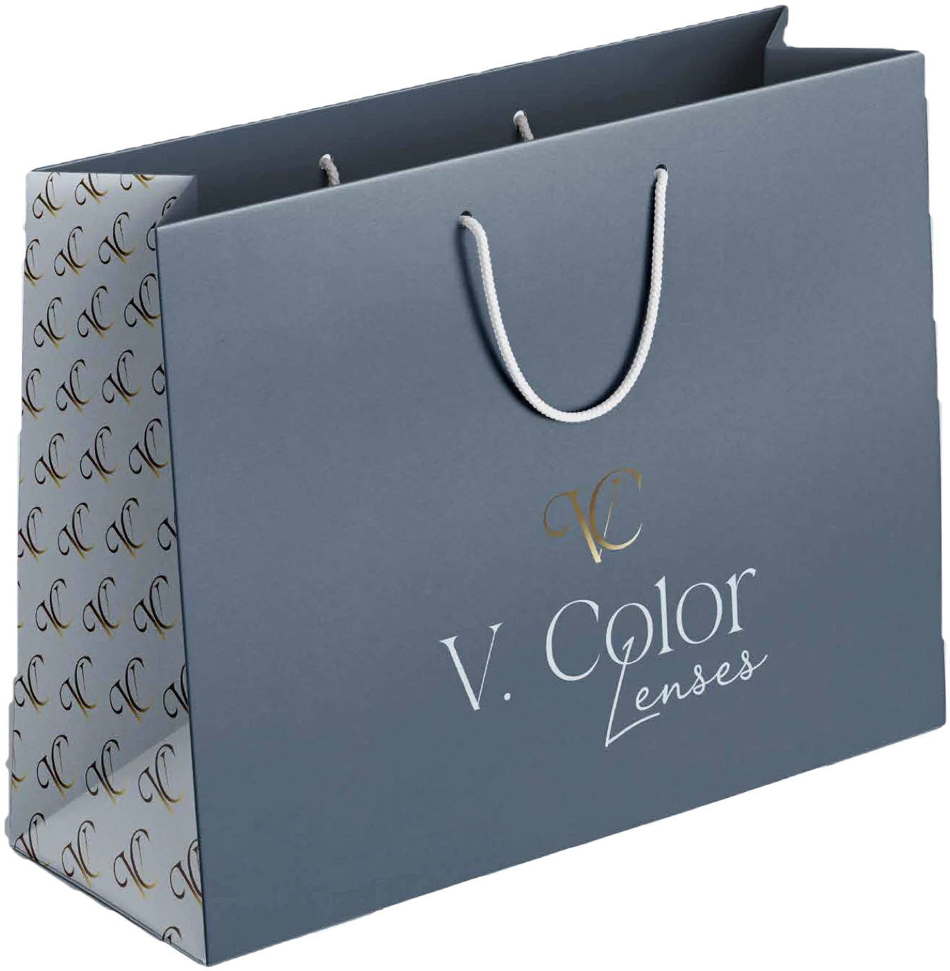 Saco de compras V. Color Lenses com o monograma dourado